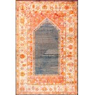 19th Century Turkish Angora Oushak Prayer Carpet 